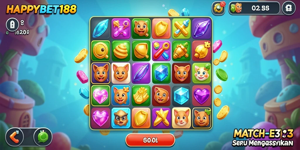Tampilan gameplay <strong>HAPPYBET188</strong> yang warna-warni dan mengasyikkan.