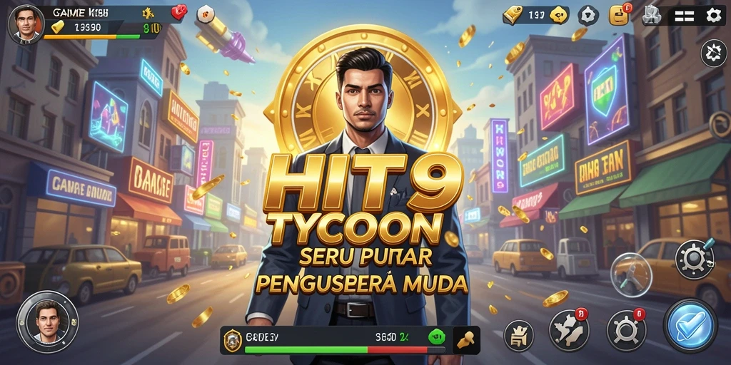 Screenshot gameplay HIT9 yang menunjukkan aksi pengelolaan bisnis.