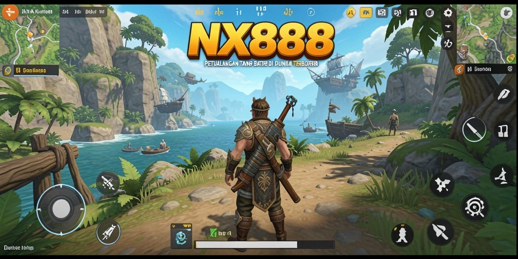 Tampilan gameplay NX888 yang menampilkan petualangan seru di dunia terbuka.