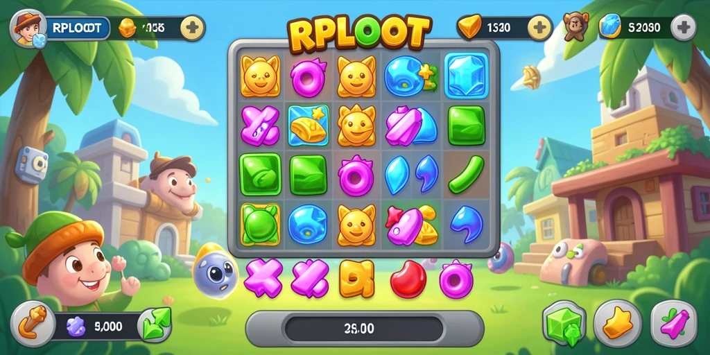 Tangkapan layar utama RPLOOT menampilkan gameplay Match-3 yang menantang.