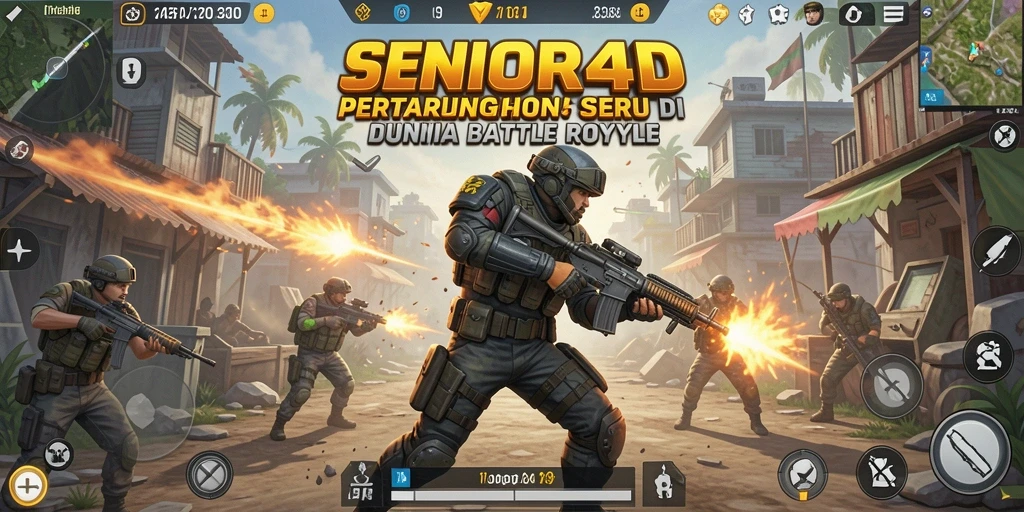 Screenshot utama dari gameplay Battle Royale SENIOR4D yang mendebarkan.
