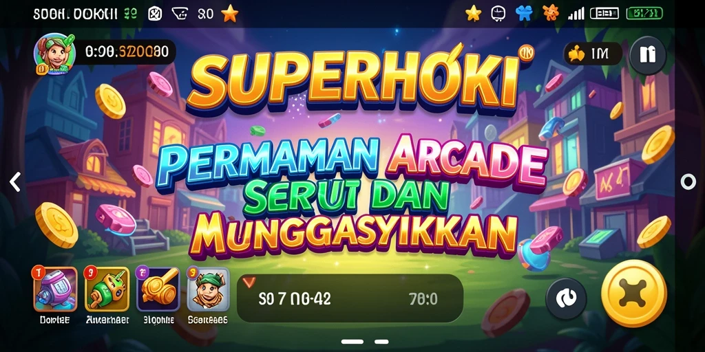 Tampilan screenshot gameplay SUPERHOKI yang penuh aksi dan warna.