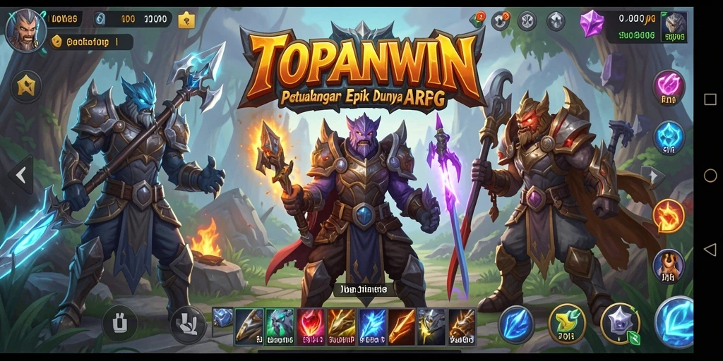 Tampilan gameplay mendebarkan dari TOPANWIN menampilkan aksi pertarungan ARPG yang dinamis.